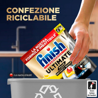Finish Powerball Utilmate Plus Infinity Shine Detersivo in Tabs al Limone