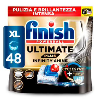 Finish Powerball Utilmate Plus Infinity Shine Detersivo 48 Tabs XL
