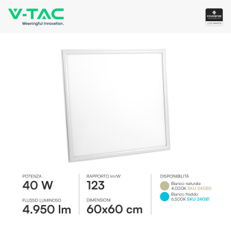 V-Tac VT-6060 Pannello LED Quadrato 60x60 40W