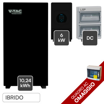 Kit Inverter 6kW + Batteria 10,24kWh + Quadri DC/AC