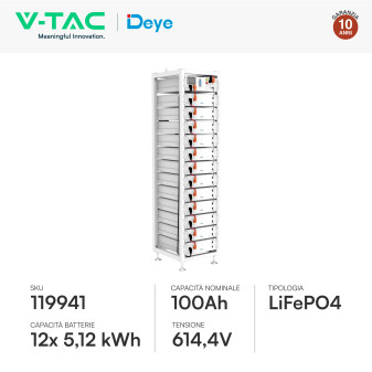 V-Tac Armadio Rack a Pavimento 12 Accumulatori LifePO4 61,44 kWh