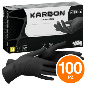 New Med Gloves Karbon Guanti Monouso Neri Nitrile 100 pezzi