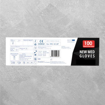 New Med Gloves Karbon Guanti Monouso Neri Nitrile 100 pezzi