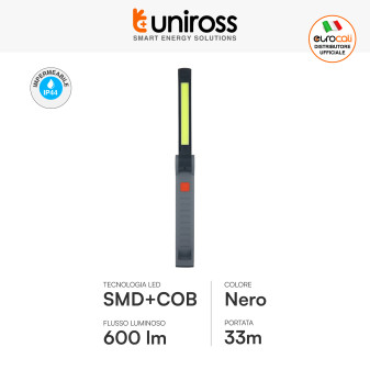 Uniross Torcia da Lavoro 4W Pieghevole Ricaricabile Multi-Uso