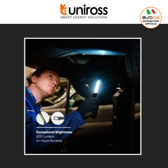 Uniross Torcia da Lavoro 4W Pieghevole Ricaricabile Multi-Uso