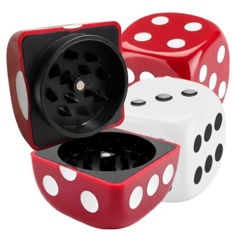 Champ High Grinder Tritatabacco 2 Parti Forma Dado Bianco e Rosso