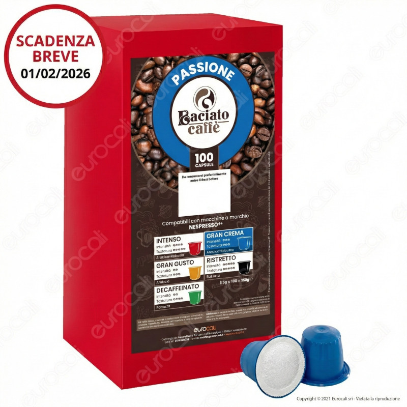 Capsule Gran Crema Baciato Caffè Compatibili Nepresso