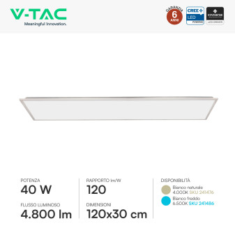 V-Tac VT-61045 Pannello LED CREE Rettangolare 120x30 40W