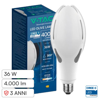 V-Tac Lampadina LED E27 36W  Oliva SMD CREE
