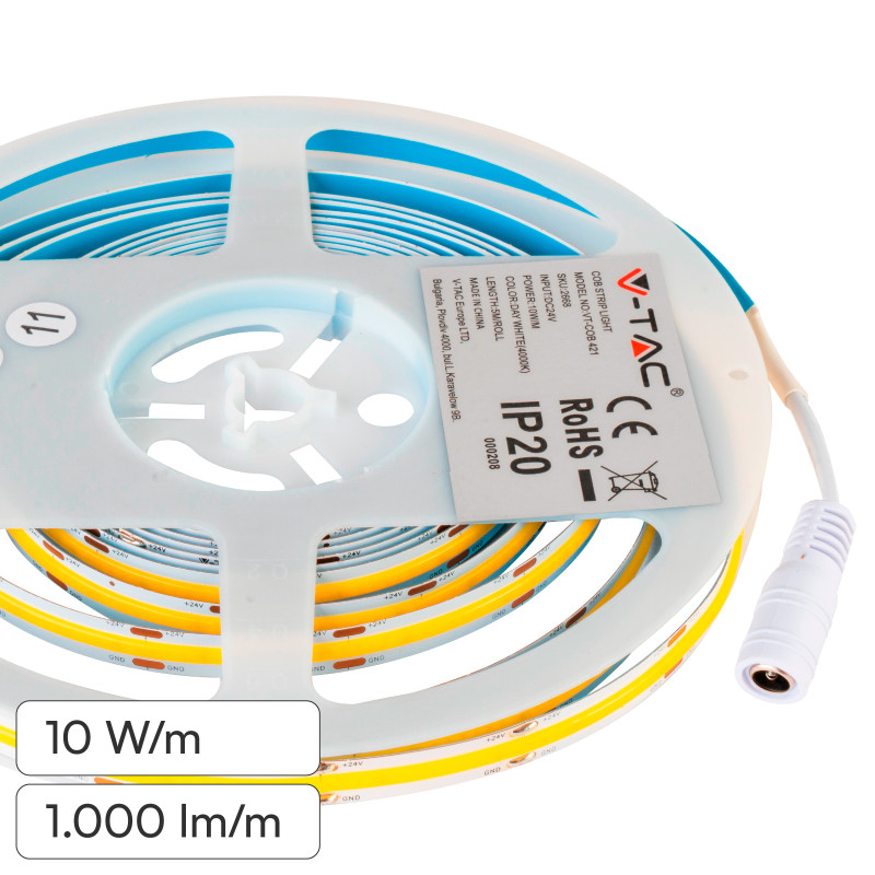 VT-COB-421 Striscia LED Flessibile 50W COB 24V - Bobina da 5m V-Tac