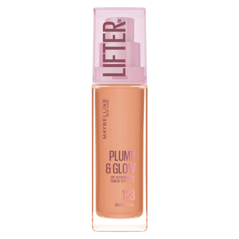 Maybelline New York Lifter Plump & Glow Fondotinta Colore 123  30ml