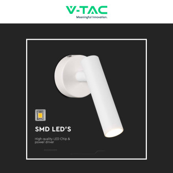 V-Tac VT-412-M Lampada LED da Muro Rotonda 2W SMD Bianca