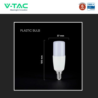 V-Tac VT-248 Lampadina LED E14 7,5W Tubolare T37 SMD Chip CREE