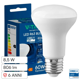V-Tac VT-263 Lampadina LED E27 8,5W Reflector R63 SMD Chip CREE