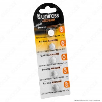 Uniross Pile Alcaline a Bottone AG12 / LR1142 / G12 / LR43 / 186 /
