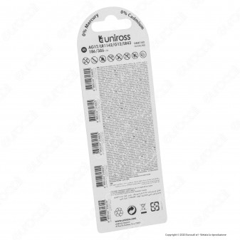 Uniross Pile Alcaline a Bottone AG12 / LR1142 / G12 / LR43 / 186 /