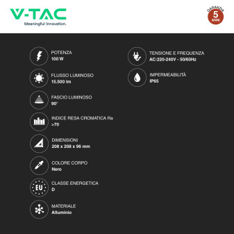 V-Tac VT-91102 Lampada Industriale LED UFO 100W SMD High Bay