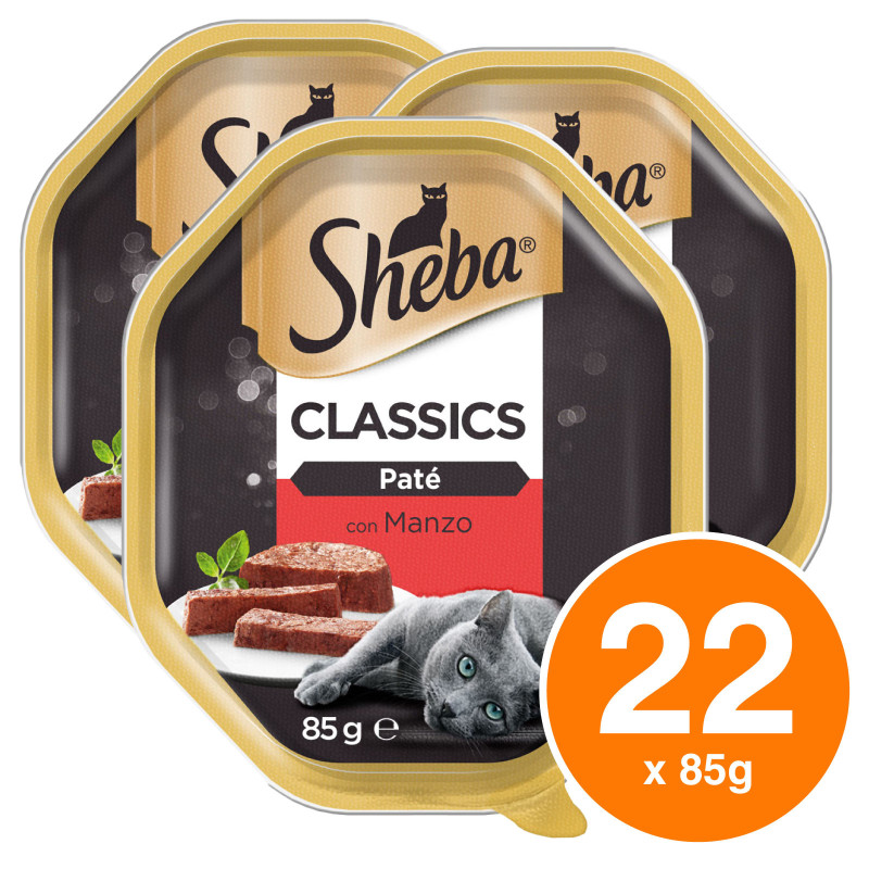 Sheba Classics Paté con Manzo Cibo per Gatti 22x 85g