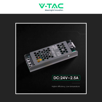 V-Tac VT-24062-S Alimentatore Led Slim 60W 24V 2,5A Per Uso Interno