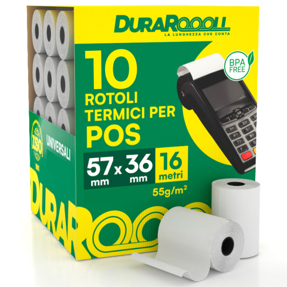 DuraRoooll Rotoli Carta Termica POS 16m Ø36x57mm