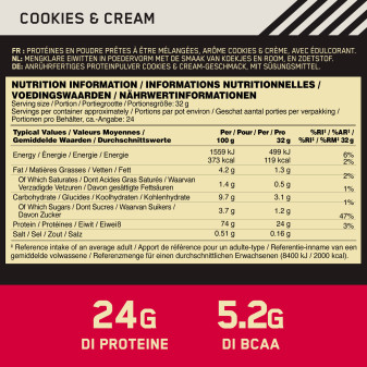 Gold Standard Whey Protein Biscotti Panna Optimum Nutrition