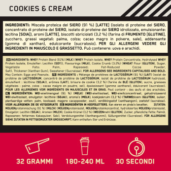 Gold Standard Whey Protein Biscotti Panna Optimum Nutrition