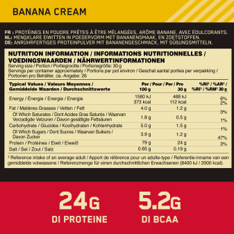 Gold Standard 100% Whey Protein Cema di Banana Optimum Nutrition