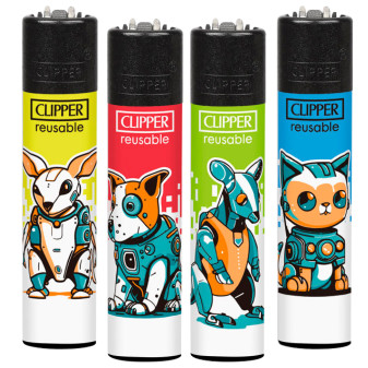 Clipper Large Espositore 192 Accendini a Pietrina Animal Robots