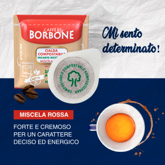 50 Cialde Compostabili Caffè Borbone Miscela Rossa Incarto Riciclabile