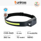 Immagine 2 - Uniross Torcia Frontale 350lm Ricaricabile con Cavo USB Fascia Regolabile Sensore di Movimento  - mod. ULSH07