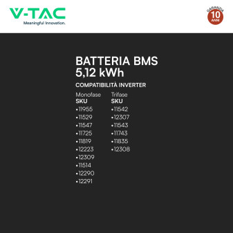 VT-48100 Batteria LiFePO4 5.12KWh IP65 Fotovoltaico V-Tac