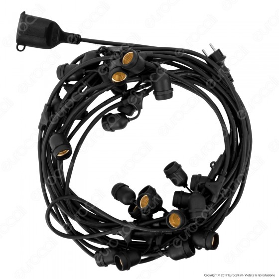 V-Tac VT-713 Catenaria 15 metri per 15 Lampadine LED E27 per Esterno V-Tac VT-713 Catenaria 15 metri per 15 Lampadine LED E27 per Esterno