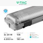 Immagine 4 - V-Tac VT-15022 Plafoniera LED IP65 con 2 Tubi T8 G13 da 120cm Colore Grigio Scuro - SKU 6388 / 6400