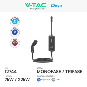 V-Tac Deye Wallbox Intelligente 7kW / 22kW Monofase / Trifase IP66