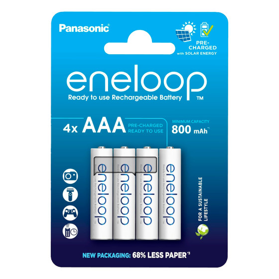 Batterie Ricaricabili 800mAh HR03 MiniStilo AAA Micro 1.2V 4pz Eneloop