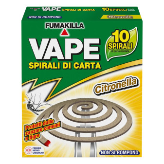 Vape Spirali Antizanzare in Carta alla Citronella Resistenti