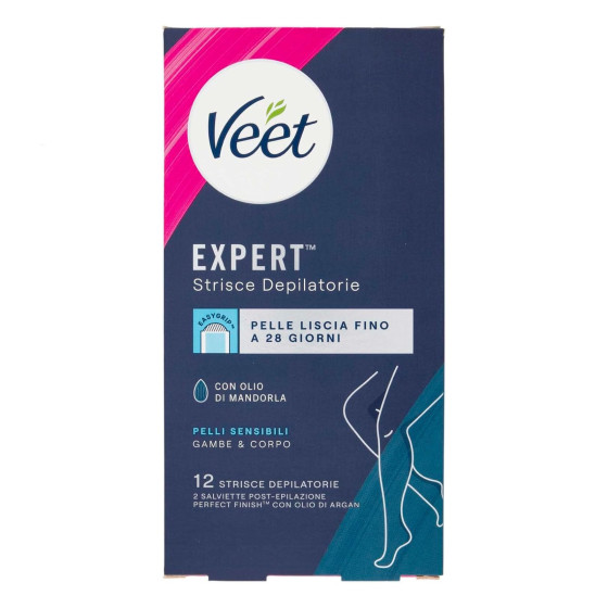 Veet Expert Strisce Depilatorie Gambe & Corpo per Pelli Sensibili