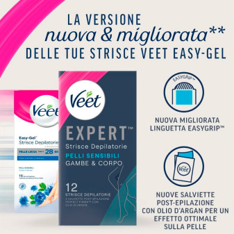 Veet Expert Strisce Depilatorie Gambe & Corpo per Pelli Sensibili