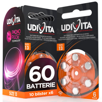 Udivita Misura 13 60 Batterie per Apparecchi Acustici Blister 6 pile