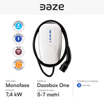 Wall Box Daze 7,4kW Monofase Dazebox One con Cavo Tipo 2