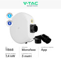 Immagine 2 - V-Tac Wall Box 7,4kW Monofase a Parete Smart Bluetooth IP65 IK10 Cavo Tipo 2 da 3 metri - SKU 11868