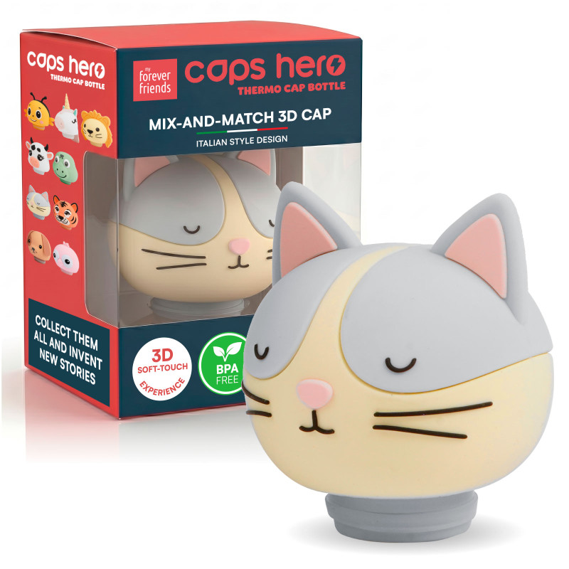 CapsHero Tappo Borraccia Termica Bambini Gatto Cat Cleo