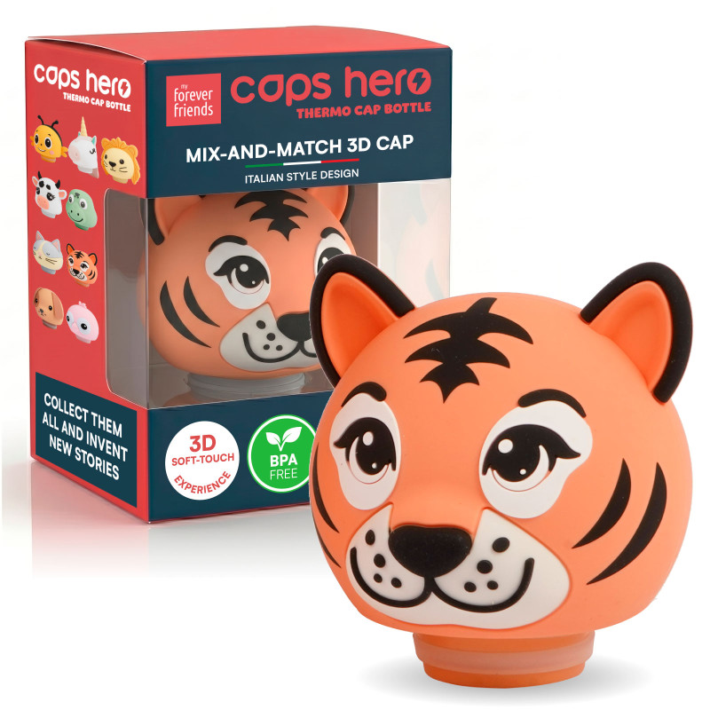 CapsHero Tappo Borraccia Termica Bambini Tigre Tiger Teo