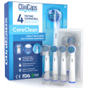 Immagine 1 - Testine Spazzolino Elettrico CliniCaps CoreClean Setole Regular Compatibili Oral-B Doppia Protezione - Confezione da 4 Testine