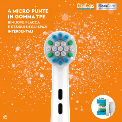 CliniCaps FlossCare Testine Spazzolino Elettrico Azione Smacchiante
