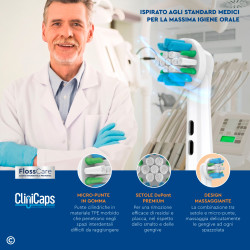 CliniCaps FlossCare Testine Spazzolino Elettrico Azione Smacchiante