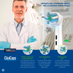 CliniCaps TwistClean Testine Spazzolino Elettrico Pulizia Intensa