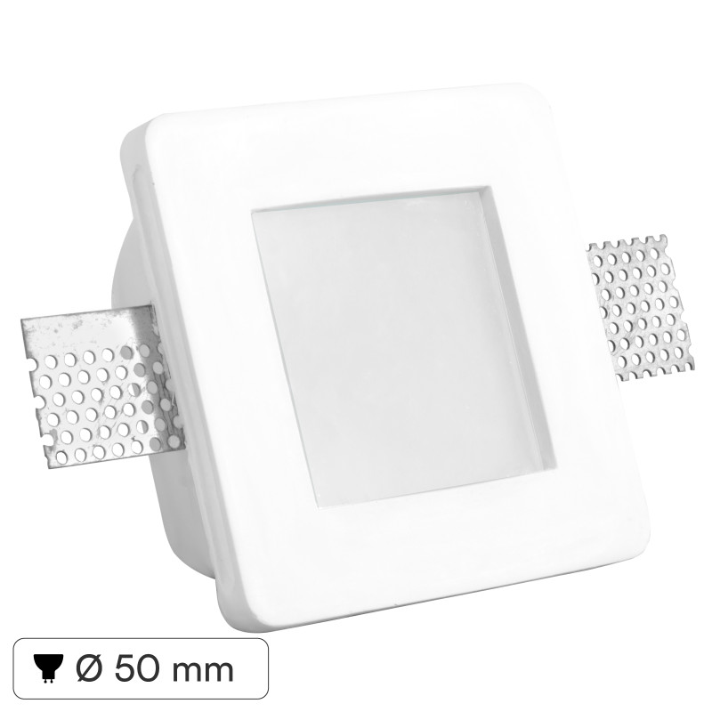 Portafaretto Quadrato da Incasso in Gesso per GU10 e GU5.3