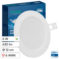 V-Tac VT-61006CCT Mini Pannello LED SMD Rotondo 6W CREE CCT