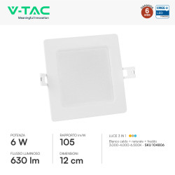 V-Tac VT-61006CCT Mini Pannello LED SMD Quadrato 6W CREE CCT
